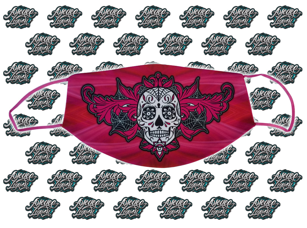 Pink Web Skull Facemask